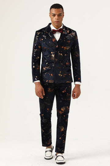 Black Notched Lapel Double Breasted Men's Ball Suits